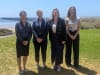 TNC Australia Oceans Program Coordinator, South Australia Anita Thomas; TNC Country Director, Australia Lara Gallagher; SA Environment Minister Lucy Hood, and DEW Executive Director Sandy Carruthers at Stansbury Jetty. Credit: Anita Thomas