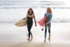 Aliyah Cormack. left, and Lucy Hazell warm up for the upcoming Surf Reflections Junior Series