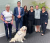 Julie Quinn and her dog Charlie meet CEO Andrew Spillane and the Westmead Private Hospital team