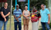 The research team in Wujal Wujal (L-R) Lyndon Ormond-Parker, Vincent Tayley, Helen Teece, Dallas Walker, Daniel Featherstone. Image: supplied.