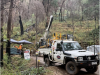 Photograph of the diamond rig on site at the Happy Valleys deposit, set up to complete deep hole AMD023