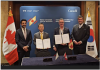 Signing Ceremony in Korea (L-R: The Honourable Maninder Sidhu, Minister of International Trade, Global Affairs Canada; Dr. Uong Chon; Paul Lloyd; H.E. Philippe Lafortune, Ambassador of Canada to the Republic of Korea).