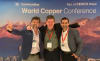 (L to R) Business Development Director (Latin America) Manfredo Manfredi, Co-Founder and CEO Gary Agnew, and Business Development Executive Juan Pablo Palacios represent Ideon Technologies in Santiago at the World Copper Conference in Santiago, April 2026.