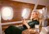 Passenger streaming on a mobile phone onboard an Emirates A380 using Starlink Wi-Fi

