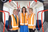 From left: Minister Kevin "Boxer" Moran T.D., Department of Public Expenditure, Infrastructure, Public Service Reform and Digitalisation; Meghan Oldfield, CEO, Canberra Metro Operations (CMET); H.E. Fiona Flood, Ambassador of Ireland to Australia. 