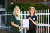 Georgie Dolphin of Humane World for Animals Australia and Louise Ward of Four Paws outside the Indonesian embassy in Maroubra on 30 April 2026.