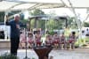 Uncle Wayne Thorpe welcomes delegates to the 2026 NIDR Gathering, with the Boorun Boys dance group (photo credit Gabrielle Connole)