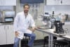 Dr Francisco Trujillo in his laboratory with the new ultrasonic espresso system. Photo by Richard Freeman/UNSW