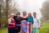 L-R Cheryl Price, Donna Martin, Taliika Dean, Robyn Harvey and Virginia Robinson are all smiles after their swim in the icy Tumut River at Reflections Tumut River 