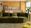 Cozey Atmosphere Sofa in Sage Green. 
