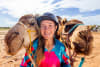 Emily Parrott, second-generation cameleer, with 2025 champions Polished Copper and Geoffrey, back on the Desert Champions Way to defend their camel crowns_photo Aaron Skin 