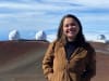 Maria Luisa in front of Keck Telescopes in Hawaii. 
