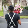 Flower delivery driver back