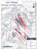 Figure 4. Las Chispas - Location of major mineralized blocks, key veins and current areas of exploration focus
