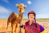 Desert Champions Way crowd favourite Peter "PJ" Shield, the 54-year-old New South Wales truck driver, in his Grandfather's racing silks and his camel Beatie, named after his pop, Norman Beatie 