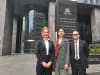 Climate Defenders Australia's Special Counsel Stacey Ella (l), and Legal Director Josh Pallas (r) with client Joana Partyka (c). (Credit: CDA)