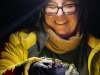 Dr Lisa Cawthen with a Tasmanian microbat - part of National Science Week's Beaker Street Festival.