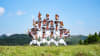 Gunshanzhu trainees in Zhuchang Township, Nayong County, Bijie City, Guizhou Province, perform the traditional climbing formation.