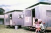Some of the fleet of caravans in the 1966 Busselton Health Study with nurse and patient