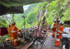 Recent photograph of drilling in progress at the Gavilanes Project, looking to the west at the location of the GV-26-005/GV-26-006 drill holes.