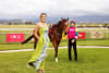 CEO Briana Cicchelli-Nelson with Jockey Andrew Mallyon and horse ZALIQUE