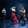 Qld Ballet Hamlet by Leo MujicGeorgia Swan as Gertrudse drinks the poison with Claudius danced by Joseph Moss.  Photo David Kelly 