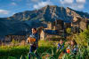 Children harvesting pumpkins in Boí during autumn 