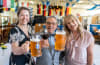 It's all smiles at the German Club, From left Nadia Clancy MP, Dr Wolf Blass, and German Club Vice President Brigitte Olijnyk.