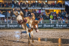 Goondiwindi's Jake Finlay who now lives and rides in Texas, on Garry McPhee's BIG TIE takes the Cinch Bronc International Match title in stunning form in Warwick on Saturday night_photo AMY WALKER
