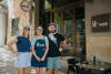 Black Market Blueprint co-founders Jessica Hol and Angus Nicol at Le Monde Café in Surry Hills, one of Black Market Coffee's wholesale partners.