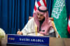 His Highness Prince Faisal bin Farhan Al Saud, Minister of Foreign Affairs of the Kingdom of Saudi Arabia, signs the Participation Contract.
