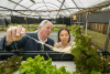 CSIRO Agriculture and Food Business Researcher, Dr Ha Truong (right) conducted trials with Food Recycle (CEO Norm Boyle, left) using a food waste diet for Jade Perch, with fish waste nutrients then being reused for aquaponics to grow leafy greens.