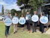 Ballina mayor Sharon Cadwallader, centre, with (from left) Reflections consultant Ryan Dillon, Reflections park managers Dan Hickleton and Donny Lanesbury, Rous County Council GM Phillip Rudd, and Reflections assistant park manager Annie Wilson