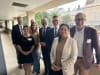 Shadow Treasurer David Janetzki, Shadow Minister for Environment, Climate Change and Science Sam O'Connor (both in centre), Farmers for Climate Action CEO Natalie Collard (front) with Farmers for Climate Action Queensland farmer delegation.