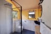 The bathroom in one of the glamping safari tents at Reflections Lennox Head 