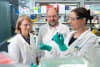 L-R: Professor Clare Scott, Associate Professor Matthew Wakefield & Dr Ksenija Nesic pictured with ampure beads (brown liquid), used for purifying DNA in one of the testing processes used in the lab to detect the 'splicing' mechanism in cancer cells.