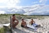 Surf's up: Joe, Lakey and Aloha Haddon at Nine Mile Beach (Tuncurry), where the Reflections Cadet Cup kicks off on December 7