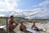 Joe, Lakey and Aloha Haddon at Nine Mile Beach, Forster