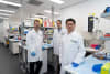 L-R: Professor Peter Gibbs and Associate Professor Oliver Sieber with Dr Tao Tan - the first author on the research paper that underpins the FORECAST-2 clinical trial. 
Credit: WEHI 
