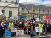 Gomeroi and union activists protest at NSW Parliament against Santos's Pilliga gas proposal 