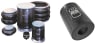 Single, double and triple convoluted air springs, as well as tubular rolling sleeve designs left, and complementary Firestone Marsh Mellow rubber-and-fabric isolators, right.