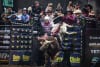 Champion Australian bull rider Kurt Shephard from Mareeba in Queensland on the bull of the night WARDEN 