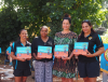 Authors and illustrators of the book Country Tells Us When... L: Dalisa Pigram-Ross, Mary Dunn, Sheree Ford and Tsheena Cooper, from Cable Beach Primary School, Broome. Their book has now been turned into a song for ILF's 2025 Busking for Change. 