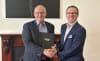 Distinguished Professor Calum Drummond AO and Mal Hebblewhite at RMIT University for the transfer of IP ownership in April 2025.
