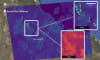 Multiple active fires near Borroloola, Northern Territory, Australia on July 11, 2025, visualized over a Google Earth basemap, demonstrate FireSat's capability to monitor widespread fire activity across large landscapes. FireSat's Mid-Wave Infrared (MWIR) channel identifies numerous distinct active fire areas and burning fire fronts scattered throughout the region. Both the MWIR and Long-Wave Infrared (LWIR) channels reveal variations in surface temperatures across the landscape, providing environmental