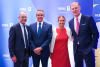 Robert Thomson, Senior Vice President of Global Government Affairs at Visa; Eduardo Coello, Regional President for Latin America and the Caribbean at Visa; Amy Hopfinger, Chief Business and Strategy Officer for the FIFA World Cup 2026(TM); and Alexi Lalas, U.S. soccer legend and former national team defender, pose for a photo during the Visa FIFA World Cup 2026(TM) reception at the Visa Payments Vault on Wednesday, July 30, 2025 in Washington, D.C. The event celebrated the tournament's global impact and