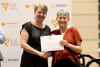 Palliative Care Australia CEO Camilla Rowland and Live Well, Die Well Art Prize winner Vicki White