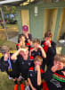 Wendy Bourne MP, Rosewood Untied Junior Soccer players and Andrew Haddock from QCSA bearing smelly drop toilets at Thagoona. Photo By: River Night. 