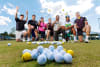 Robbie Dolan, Corey Oates, Mick McLoughlin,  Brianna Clark, Josh McGuire, Sam Thaiday and Romy, Romy Teitzel_calling for balls from Brisbane for Mick's world record attempt - 11,000 balls needed!