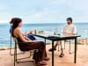 Extended lunches with loved ones at this geometric table with high contrast chairs - Maurina